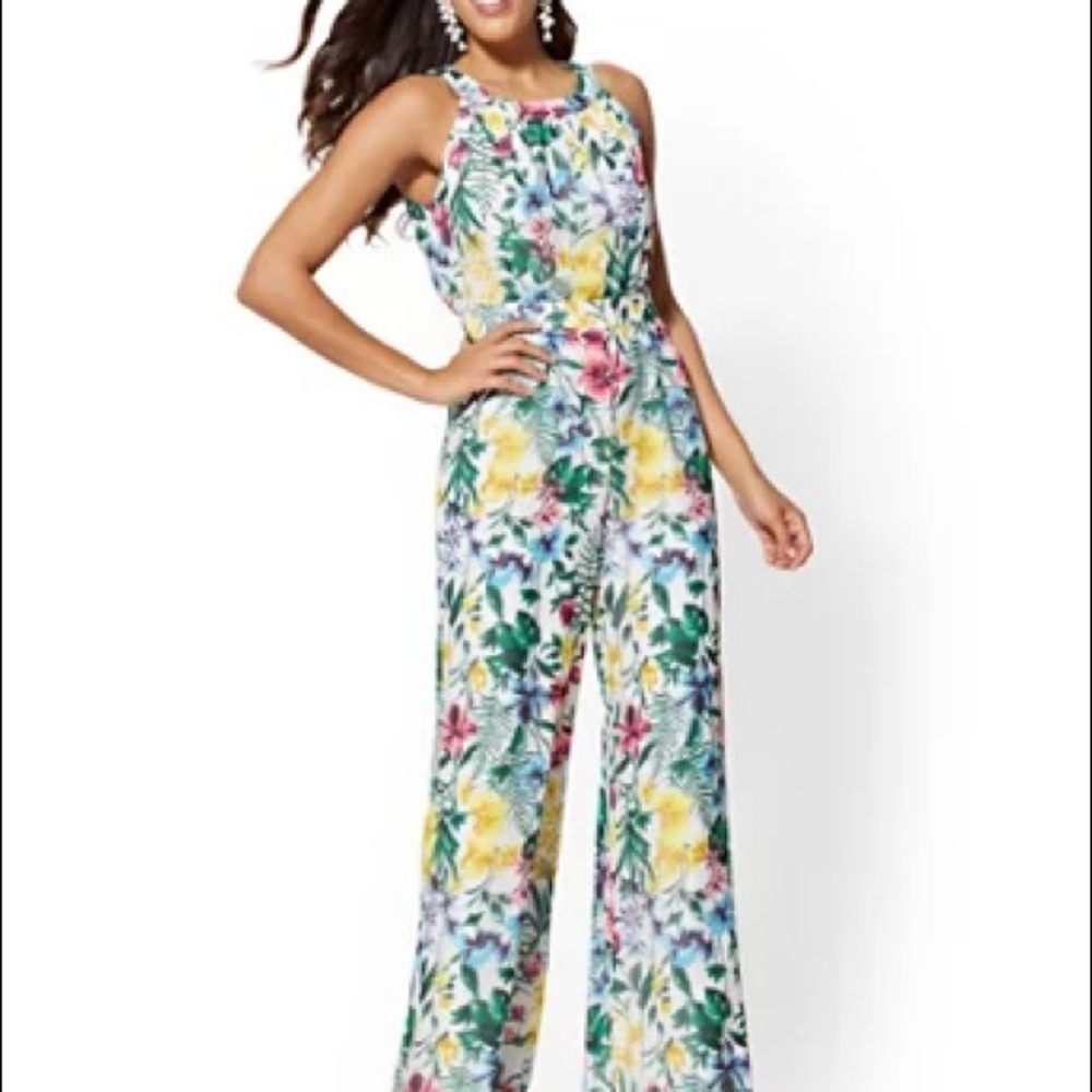 New New York & Company Halter Jumpsuit, Floral